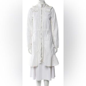 ZAC Zac Posen White Eyelet Trench Coat